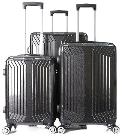 Reisekoffer Koffer 3 TLG Trolley Set Kofferset Gepäck Polycarbonat schwarz