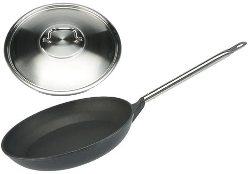 SKK große Aluguss Lyoner Pfanne Ø 36 cm - hohe antihaftbeschichtete XL Gastro Bratpfanne - ohne Induktion & Edelstahl-Deckel - Made in Germany