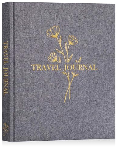 Lanpn Reisetagebuch Notizbuch 110 Seiten, Leinen Reisetagebuch zum Ausfüllen Fotobuch Reisejournal mit Aufforderungen, Reisebuch Urlaub Journal Jubiläums Reise Geschenke (Grau)