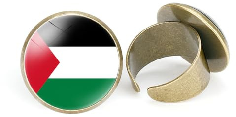 Ring Mit Palästina-Flagge – Geometrisch, Kreativ, Palästina-Flagge, Kunst, Runder Mund-Fingerring Für Frauen, Modischer, Offener, Verstellbarer Ring, Versprechensring, Schmuck, Geschenke, Wie A