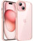 JETech Case for iPhone 15 Plus 6.7-Inch, Shockproof Phone Bumper Cover, Solid Color Matte TPU Frame, Anti-Scratch Clear Back (Pink)