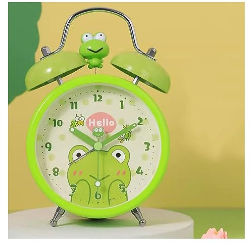 Despertadores Reloj despertador de rana for niños, reloj despertador verde con doble campana for decoración de dormitorio, reloj despertador analógico ruidoso for niños pequeños Despertadores para niñ