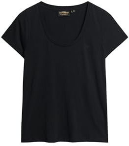 Superdry Damen Studios T-Shirt mit tiefem Ausschnitt Schwarz 44