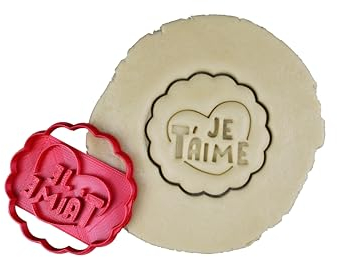 3DKOUPE - Emporte-pièce cannelé - Je t'aime avec motif de coeur - Couleur au choix - Conçu et fabriqué en France