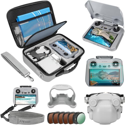 FPVtosky Mini 4 Pro Accessories Bundle - Kit 7 in 1, custodia, set di filtri ND, parasole RC2, cordino, copriobiettivo, pellicola protettiva, supporto elica per DJI Mini 4