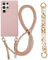 Galful Samsung Galaxy S24 Ultra Hülle mit Band,Handykette Handyhülle mit Armband,Necklace Case mit Kordel Nylon Schultergurt Silikon Schutzhülle zum Umhängen Stoßfeste Case Cover-Sandrose