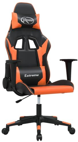 vidaXL Gaming Stuhl, Bürostuhl mit Massagefunktion, Drehstuhl Höhenverstellbar, Sessel Chefsessel Computerstuhl, Schwarz Orange Kunstleder