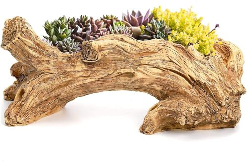 Tyenaza Macetero Artificial de Madera Flotante, Maceta de Madera Flotante Vintage, Maceta para Suculentas con Imitación de Raíz de árbol Antiguo, para Hierbas Flores Plantas Pequeñas(37,1x13x10,9cm)