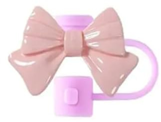Silicone Straw Topper for Stanley 30&40 Oz,Cute Bow Straw Straw Cover Cap,Splash Proof Straw Topper,Reusable Straw Cap Cover,Drinking Straw Tip Covers for Stanley(Nude Pink)