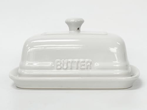 MAIA Ceramic 5.5 oz Butter Crock for Counter with Water Butter Spreader Holder for Spreadable Butter French Butter Dish with Lid Butter Keeper on Kitchen Counter Black Kitchen Décor