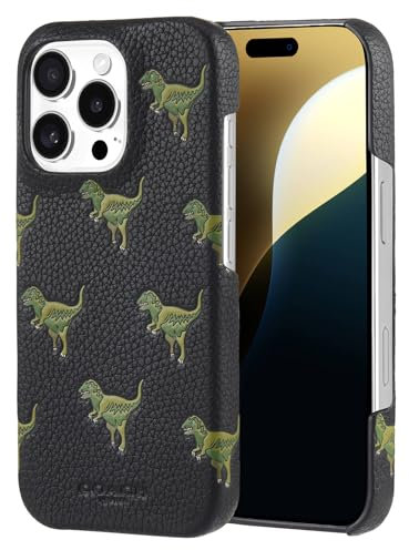 Coach Schutzhülle für iPhone 16 Pro aus genarbtem genarbtem Leder, schlankes Design, Wiederholung von Rexy