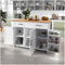 Sapgaks Aparador comedor con encimera plegable, carro de cocina con ruedas, aparador de cocina con 3 puertas y 2 cajones, isla de cocina con patas de madera maciza reversibles (A-Blanco)