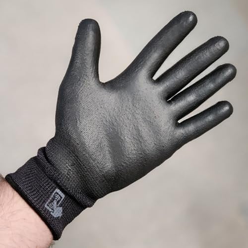 Guantes de trabajo Anti-corte EN388 BLACK Tactil TOUCH v.2 | Revestimiento Nitrilo Antideslizante, Guantes de protección laboral Profesionales Hombre Mujer, Seguridad Industrial, bricolaje |BTT(T8)