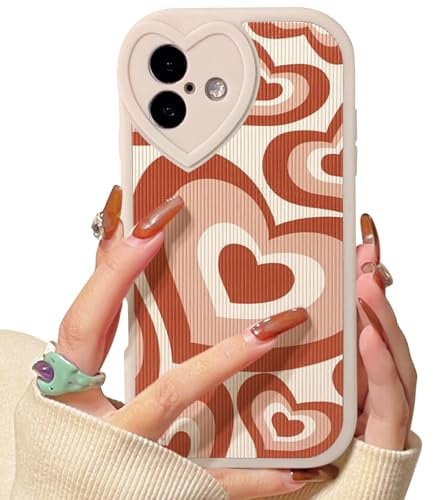 NITITOP Compatible for iPhone 16 Case Cute Big Heart with Love Lens Bumper Protector for Girls Women Soft TPU Shockproof Protective Girly - Big Red Heart