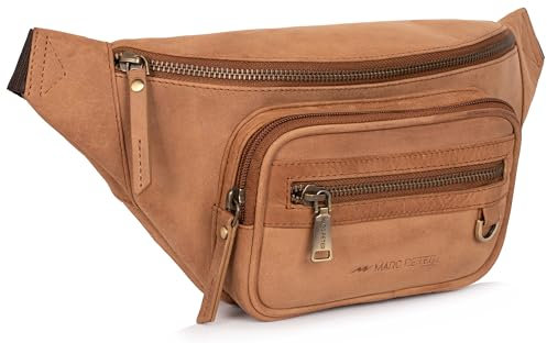 Marc Peter® Varadero Leder Bauchtasche Vintage Bräune | Gürteltasche Leder Bauchtasche mit Wechselgurt | Crossbody Leder Bag | Hüfttasche Leder | Hip Bag | Leder Gürteltasche | Crossbag