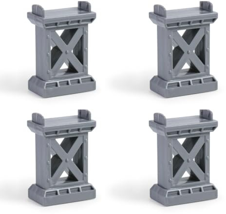UENXRXE 4 Stück Brückenpfeiler Stapelbar,Gleisverbinder,Eisenbahn Zubehör, Holzeisenbahn Zubehör Adapter Kompatibel Mit Brio, Lillabo, Thomas And Friends, Melissa