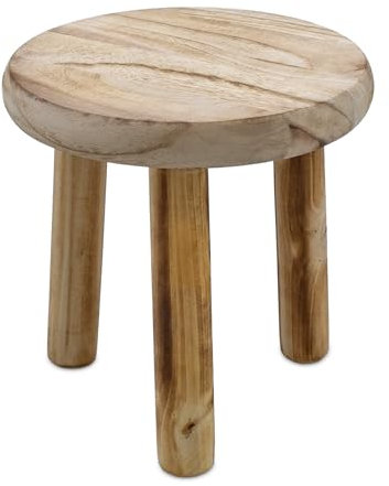Spetebo Tabouret à fleurs en bois flammé avec 3 pieds - 20 cm - Tabouret décoratif rond - Petit tabouret décoratif au look usé - Maison de campagne - Support pour plantes d'intérieur