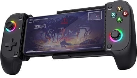 Trust GXT 735 Mylox Mando para Móvil Bluetooth, Iphone/Android / PS5 / Xbox, 12h de Juego, Doble Vibración, Iluminación LED RGB, Gamepad Inalambrico para Movil, Accesorios Gaming, Negro