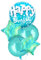 Nine San 5 palloncini turchesi Happy Birthday in pellicola, 3D, rotondi, tiffany, blu, compleanno, turchese, stella