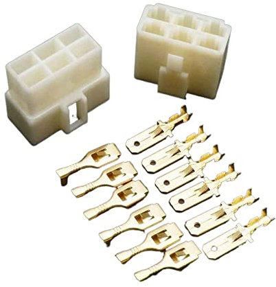 LSSOZMD [Motorcycle parts] 10 Pieces/lot 1 2 3 4 6 8 Way 6.3mm Electrical Multi Plug Connector Terminal Block Pin Wiring [Accessories](6-way X10 pieces)