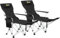 Outsunny Conjunto de 2 Sillas Plegables Camping Tumbonas Camping Portátiles con Reposapiés Desmontable Reposacabezas Portavasos y Bolsa Lateral Carga 120 kg para Jardín Playa Pesca Negro