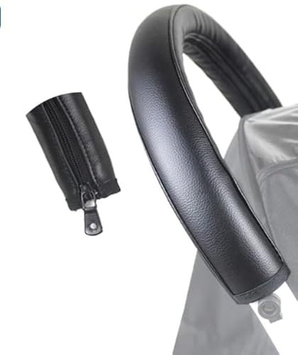 Kinderwagengriffabdeckungen für Babyzen, PU-Leder, Kinderwagen-Griffschutz, Kinderwagen-Zubehör für Babyzen, robuster Armlehnenschutz, leicht zu reinigen, Kinderwagen-Zubehör, 55 x 12 cm, Schwarz