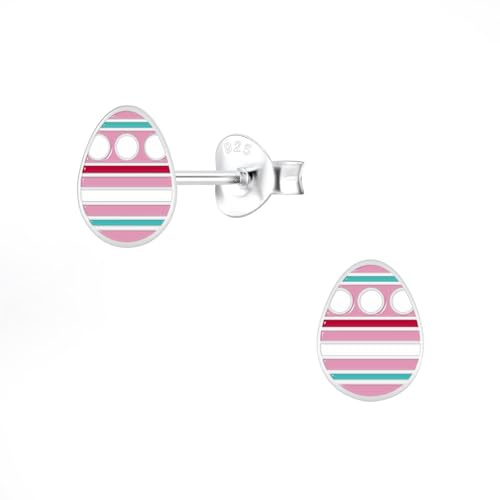 Monkimau Mädchen Ohrringe Easter Egg | Ohrstecker aus 925 Sterling Silber | Kinderohrringe hypoallergen