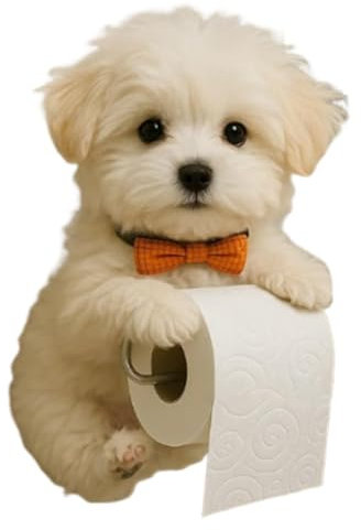 Dog Toilet Roll Holder | Dog Paper Towel Holder | Resin Novelty Dogs Standing Kitchen Roll Holder with No Drilling | Animal Statue Tissue Holder | Paper Stand Storage Rack for Home Decor