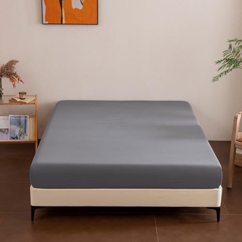 Sonive Spannbettlaken 200x200cm Spannbetttuch, Matratzenhöhe bis 30cm | Stretch, Öko-Tex Zertifiziert Bettlaken Weich und atmungsaktiv Maschinenwaschbar Grau