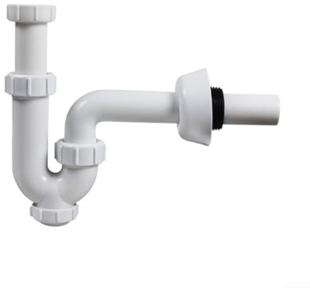 Abflussrohr für Küchenspüle, G1-1/4 Zoll, 32 mm, glatt, U-Biegung, Abflussrohr für einfachen Durchfluss, weißes PP + PVC, Geruchsverhinderung, Sanitärarmatur mit Geruchsverschluss, robustes 1,5 mm