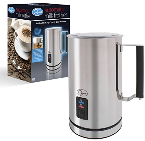Quest 34180 Electric Milk Frother/Produces Hot Milk & Cold Froth / 300ml Capacity/Stainless Steel Design/Double Wall Insulation/Heat Resistant Handle & Clear Lid for Viewing / 650W