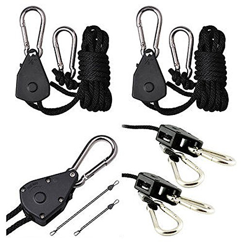 OriGlam 2pcs 1/8 150lb Heavy Duty Rope Ratchet Adjustable Hanger, Ratchet Suspension Yoyo Hangers for Ventilation Hydroponic Grow Plant Tent Fan Filter Light