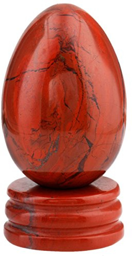 mookaitedecor Roter Jaspis Kristall Ei Oval Edelstein für Ostern Dekor | Poliert Heilstein Ei Oval Kristall Stein Eier mit Ständer für Heilung Reiki Chakra Heimdekoration, Spirituelle Geschenke