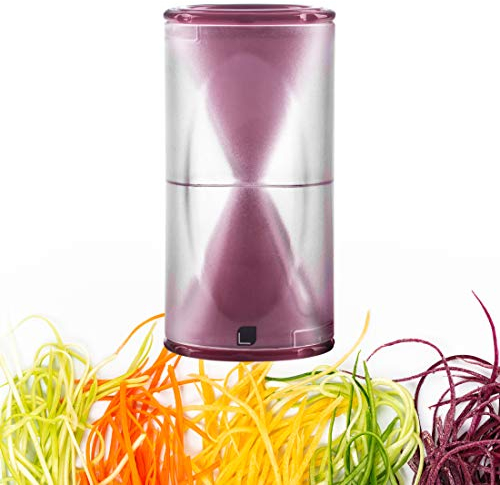 Levivo Espiralizador de Mano Cortador, rallador Todo en uno, con Cuchillas Intercambiables de Acero Inoxidable para Espaguetis de Verduras y Cortar en Juliana, Patatas, calabacines y más, Rojo