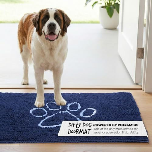 Dog Gone Smart Dirty Dog Fußmatte aus Mikrofaser, super saugfähig, maschinenwaschbar mit Rutschfester Unterseite, XL, Bermuda Blue