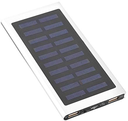 Tragbares 10000mAh Solar Powerbank Für Sport, Reisen Dual USB Solar Ladegerät Solar Mobile Power Bank Metalehäuse DIY Kit Ultradünn, Angenehm für die Hände(Silber)