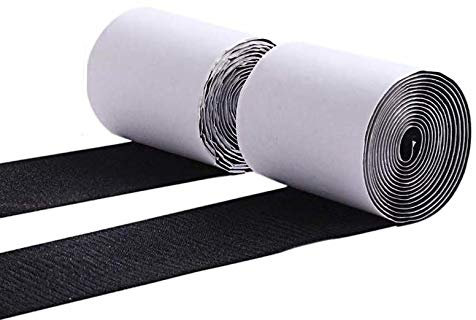 Set di strisce autoadesive con gancio e anello, larghezza 10 cm, con colla super adesiva, fissaggio in tessuto di nylon, nero, 10 m