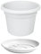eacommerce Vaso Tondo in Plastica PPL per Giardino Patio Balconi e Terrazzi (Ø30x21H cm, Colore Bianco + Sottovaso)