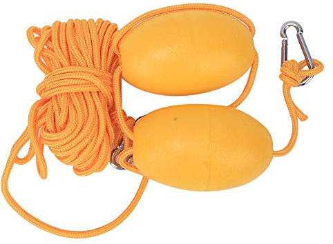 Joyzan Kayak Drift Anchor Tow Rope, Marine Rope Line Harness Buoy Ball Nylon Float Leash Stainless Steel Hook Canoe Floating for Lake River Ocean Anchoring Fishing Anchors System(Yellow Rope)