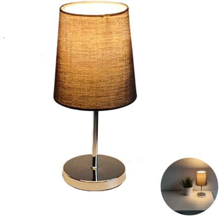 Lichthandel Hoch Nachttischlampe modern LED Tischlampe Tischleuchte Stoffschirm Schlafzimmer, Fensterbank, Wohnzimmer, Arbeitszimmer, Beistelltisch incl. 3W LED (1x grau konisch)