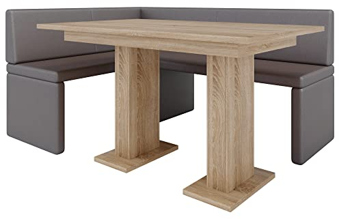 Eckbank Akiko mit Tisch - Eckbankgruppe für Ihrem Esszimmer, Küche modern, Sitzecke, Essecke. Perfekt für Küche, Büro und Rezeption. Solide und Starke Verarbeitung (Soft 30, 168x128 rechts)