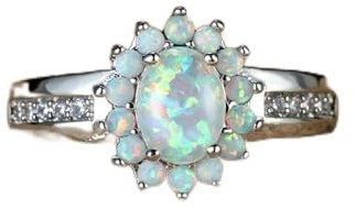 Weiblicher Weißer Feueropal-Stein-Ring Boho Großer Ovaler Silberner Schmuck-Weinlese-hochzeits-verlobungsringe Für Frauen