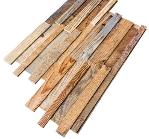 3D Wall Panels | Wood Planks are Made from 100% Reclaimed Wood | Each Wood Panel is Handmade | Set of 8 Reclaimed Wood Planks for Rustic Wall Decor | DIY Wood Panels (10.33 sq.ft.)