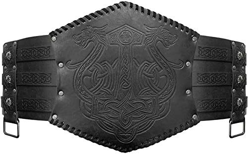 Wudaizhi Nordic Viking Style Thors Hammer Geprägten Breiten Gürtel Mittelalterlicher Retro -taillenritter Rittergürtel