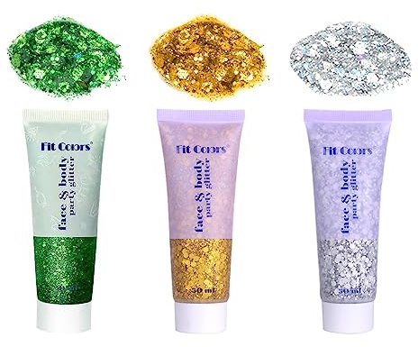 Body Glitter Gel, 3 Flaschenchunkiger Glitzer-Pegel für Gesicht und Körper