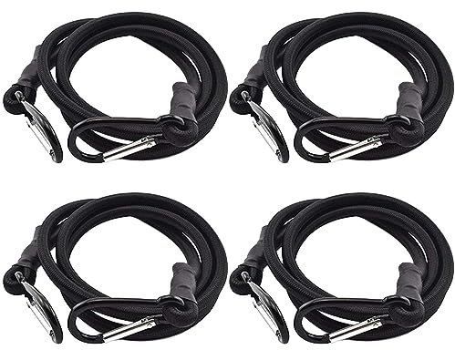 Cisixin 4 Pezzi Extra Lungo Cavi Elastici,Elastico con Ganci,Extra Lungo Cavi Elastici Extra Forte Corde Elastiche per Teloni, Bici, Macchina, Luggee,Nero
