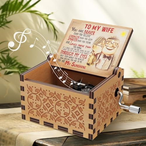 Spieluhr, Holz-Spieluhr, You are my sunshine Spieluhr, Handkurbel-Spieluhr, You are my sunshine Geschenke geeignet für Geburtstag, Weihnachten, Valentinstag oder Freundin (senden Sie Frau, Sie sind