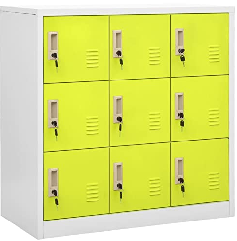 LAPOOH Schließfachschrank, Wertfachschrank, Fächerschrank, Spinte Schrank, Schließfachschrank, Schließfach, Aufbewahrungsschrã¤nke, Hellgrau und Grün 90x45x92,5 cm Stahl