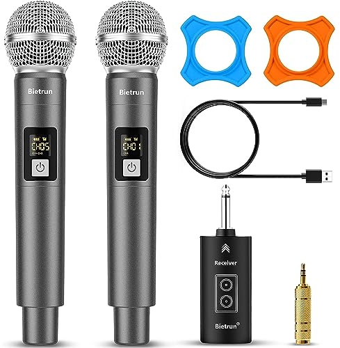Bietrun UHF drahtlos Mikrofon Handmikrofon 30M Reichweite dynamische Funkmikrofone 6,35mm&3,5mm Stecker für Verstärker Mischpult PA-Anlage Karaoke Hochzeit Party Konferenzen Vortrag