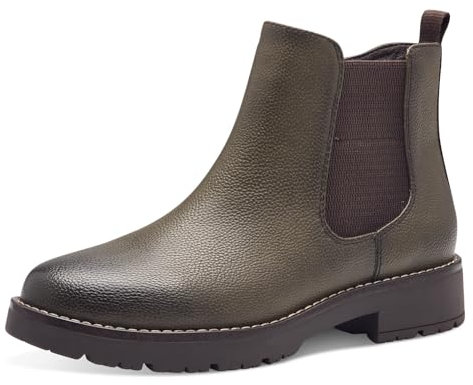 Jana Damen Stiefeletten ohne Absatz mit Reißverschluss Vegan, Grün (Olive), 40 EU